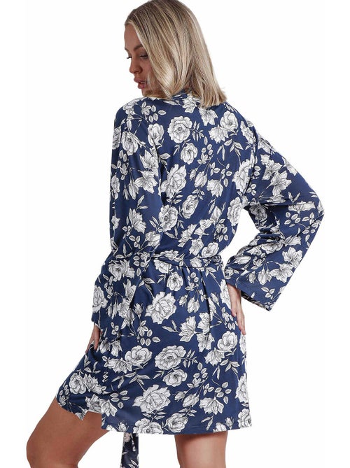 ADMAS GARDEN Bata Manga Larga Navy Flowers para Mujer - Kiabi ADMAS GARDEN Bata Manga Larga Navy Flowers para Mujer - Kiabi