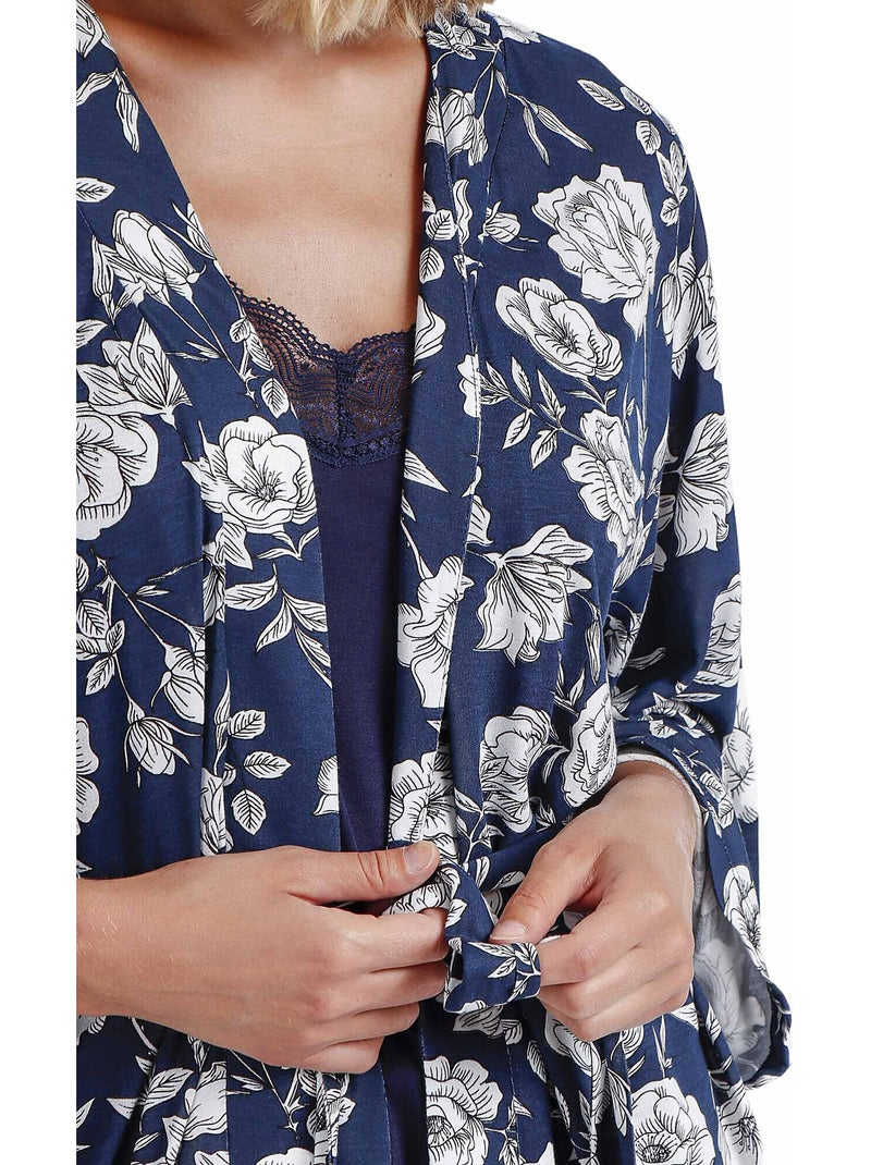 ADMAS GARDEN Bata Manga Larga Navy Flowers para Mujer Azul marino - Kiabi