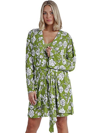 ADMAS GARDEN Bata Manga Larga Navy Flowers para Mujer