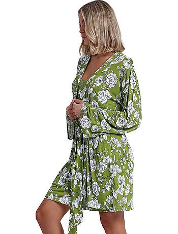 ADMAS GARDEN Bata Manga Larga Navy Flowers para Mujer