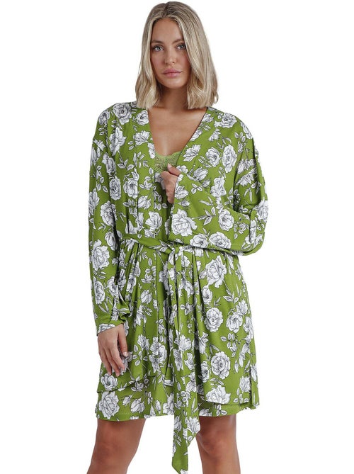ADMAS GARDEN Bata Manga Larga Navy Flowers para Mujer - Kiabi ADMAS GARDEN Bata Manga Larga Navy Flowers para Mujer - Kiabi