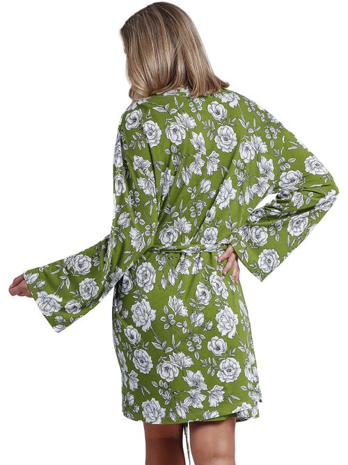 ADMAS GARDEN Bata Manga Larga Navy Flowers para Mujer - Kiabi ADMAS GARDEN Bata Manga Larga Navy Flowers para Mujer - Kiabi