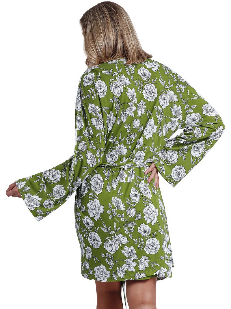 ADMAS GARDEN Bata Manga Larga Navy Flowers para Mujer Verde - Kiabi