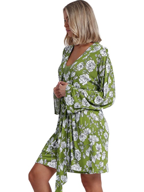ADMAS GARDEN Bata Manga Larga Navy Flowers para Mujer - Kiabi ADMAS GARDEN Bata Manga Larga Navy Flowers para Mujer - Kiabi
