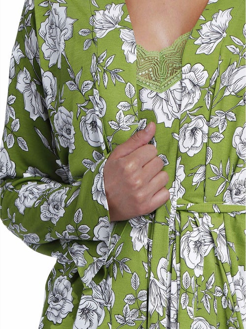 ADMAS GARDEN Bata Manga Larga Navy Flowers para Mujer - Kiabi ADMAS GARDEN Bata Manga Larga Navy Flowers para Mujer - Kiabi