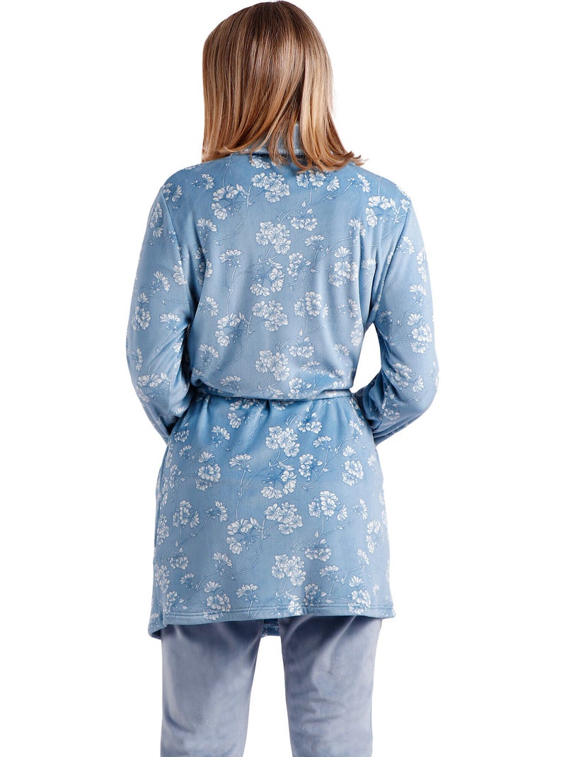 ADMAS GARDEN Bata Manga Larga White Flowers para Mujer Azul - Kiabi