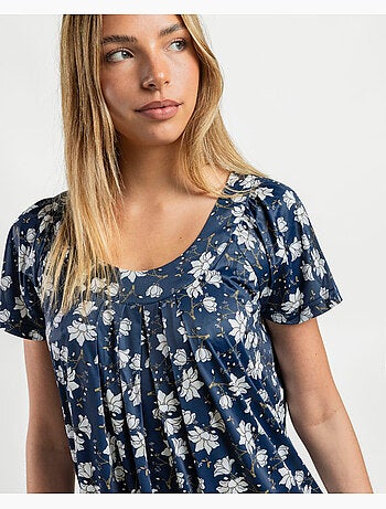 ADMAS GARDEN Camisola Manga Caída Navy Flowers para Mujer
