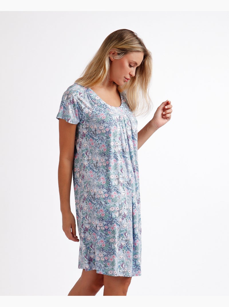 ADMAS GARDEN Camisola Manga Corta Classic Flowers para Mujer Azul - Kiabi