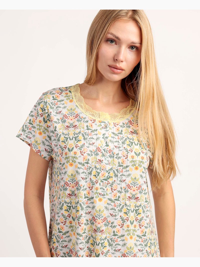 ADMAS GARDEN Camisola Manga Corta Yellow Garden para Mujer Azul Amarillo - Kiabi