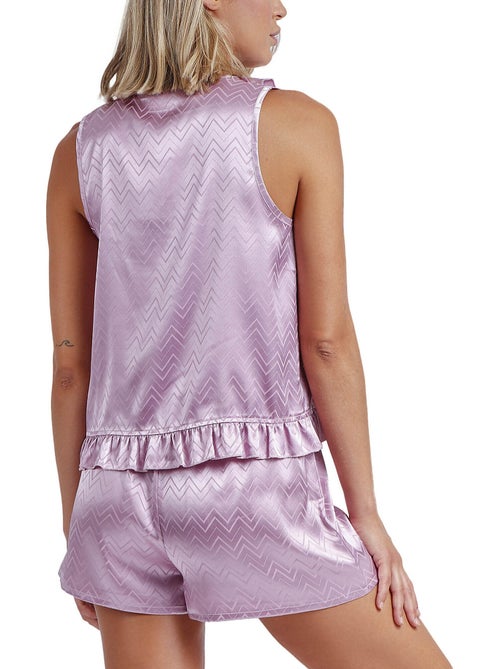 ADMAS GARDEN Pijama Abierto Volantes Satin ZigZag para Mujer - Kiabi ADMAS GARDEN Pijama Abierto Volantes Satin ZigZag para Mujer - Kiabi
