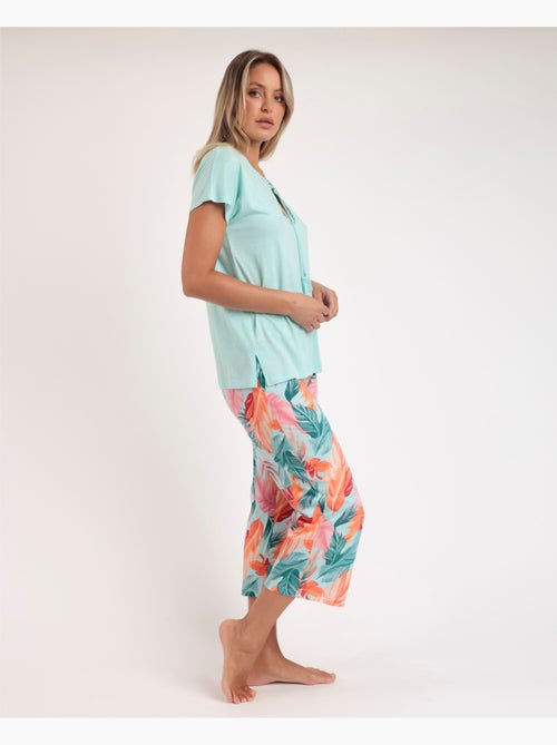 ADMAS GARDEN Pijama Manga Caída Color Leaves para Mujer - Kiabi ADMAS GARDEN Pijama Manga Caída Color Leaves para Mujer - Kiabi