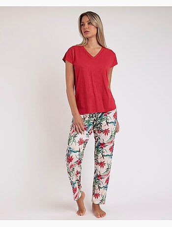 ADMAS GARDEN Pijama Manga Caída Tropical Spirit para Mujer