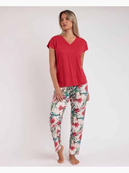 ADMAS GARDEN Pijama Manga Caída Tropical Spirit para Mujer - Kiabi ADMAS GARDEN Pijama Manga Caída Tropical Spirit para Mujer - Kiabi
