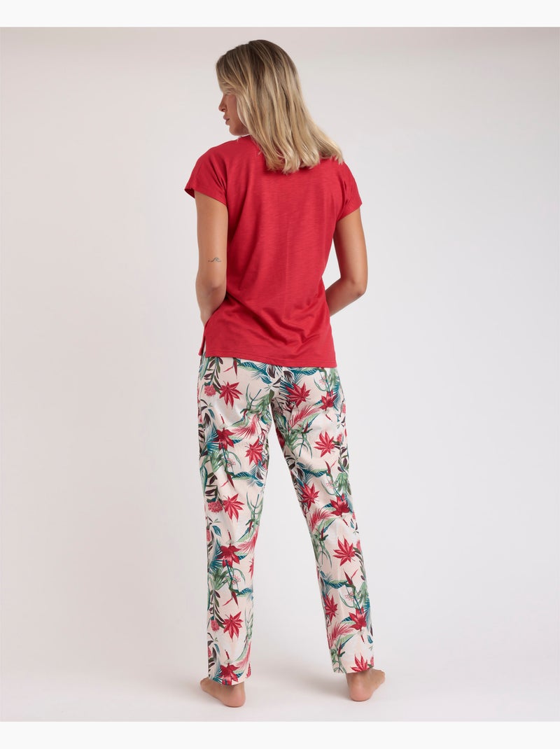 ADMAS GARDEN Pijama Manga Caída Tropical Spirit para Mujer Rojo - Kiabi