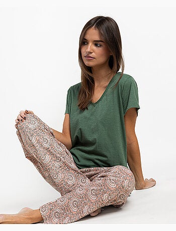 ADMAS GARDEN Pijama Manga Corta Green Garden para Mujer