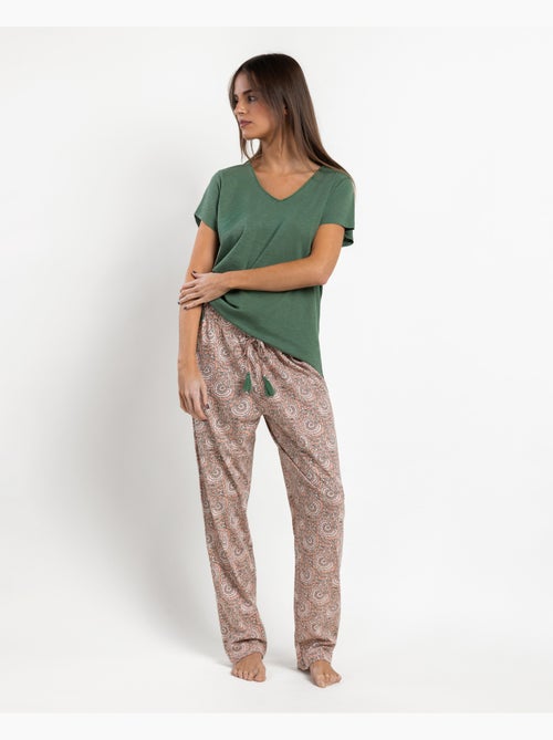 ADMAS GARDEN Pijama Manga Corta Green Garden para Mujer - Kiabi ADMAS GARDEN Pijama Manga Corta Green Garden para Mujer - Kiabi