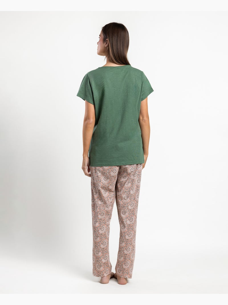ADMAS GARDEN Pijama Manga Corta Green Garden para Mujer Verde - Kiabi