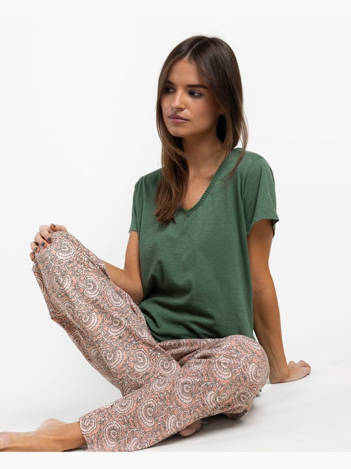 ADMAS GARDEN Pijama Manga Corta Green Garden para Mujer - Kiabi ADMAS GARDEN Pijama Manga Corta Green Garden para Mujer - Kiabi