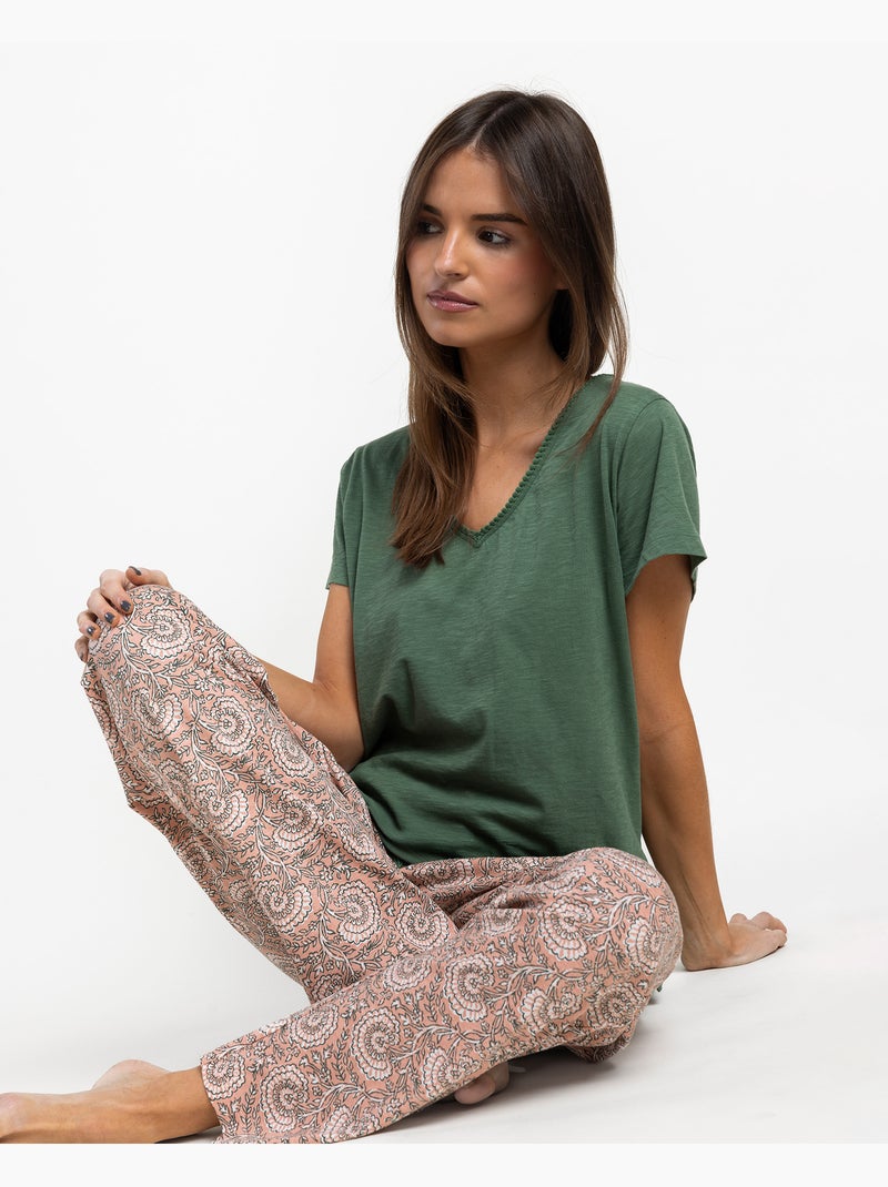 ADMAS GARDEN Pijama Manga Corta Green Garden para Mujer Verde - Kiabi