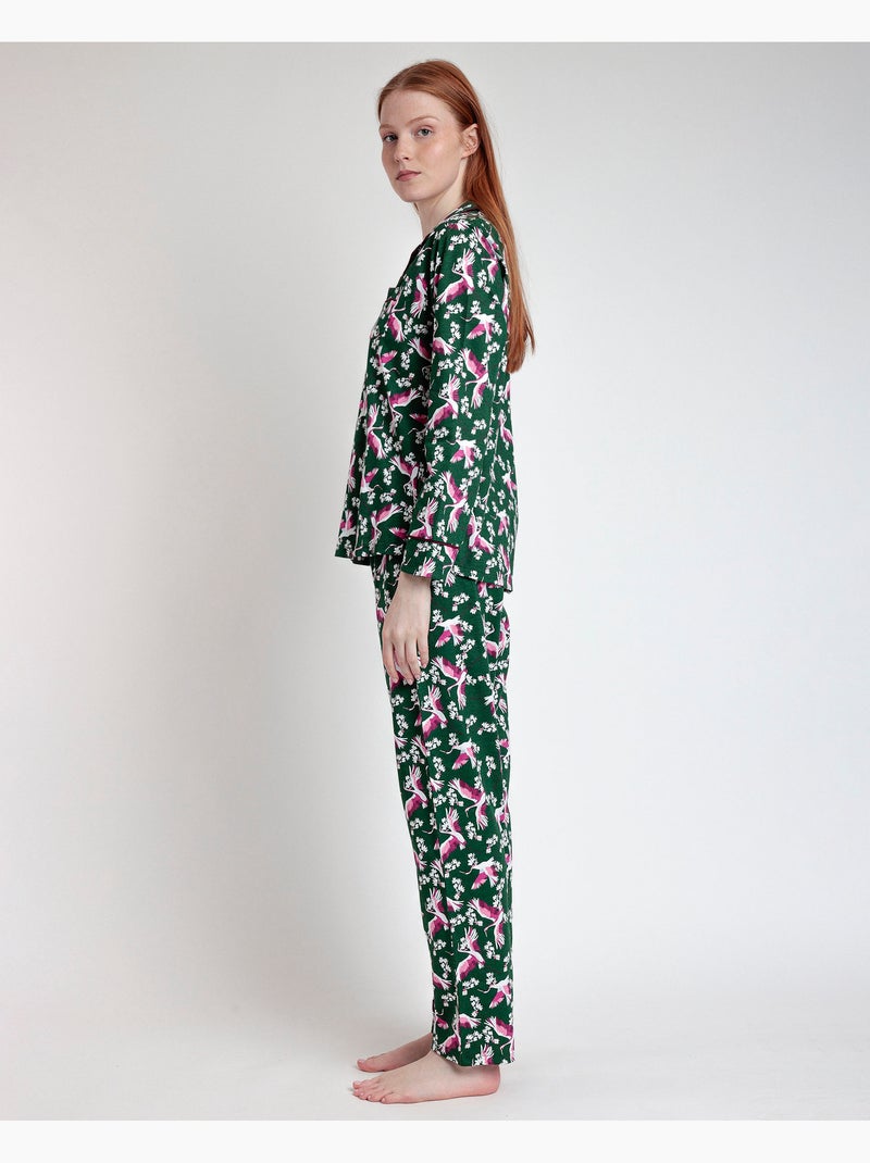 ADMAS GARDEN Pijama Manga Larga Abierto Wild Nature para Mujer Verde - Kiabi
