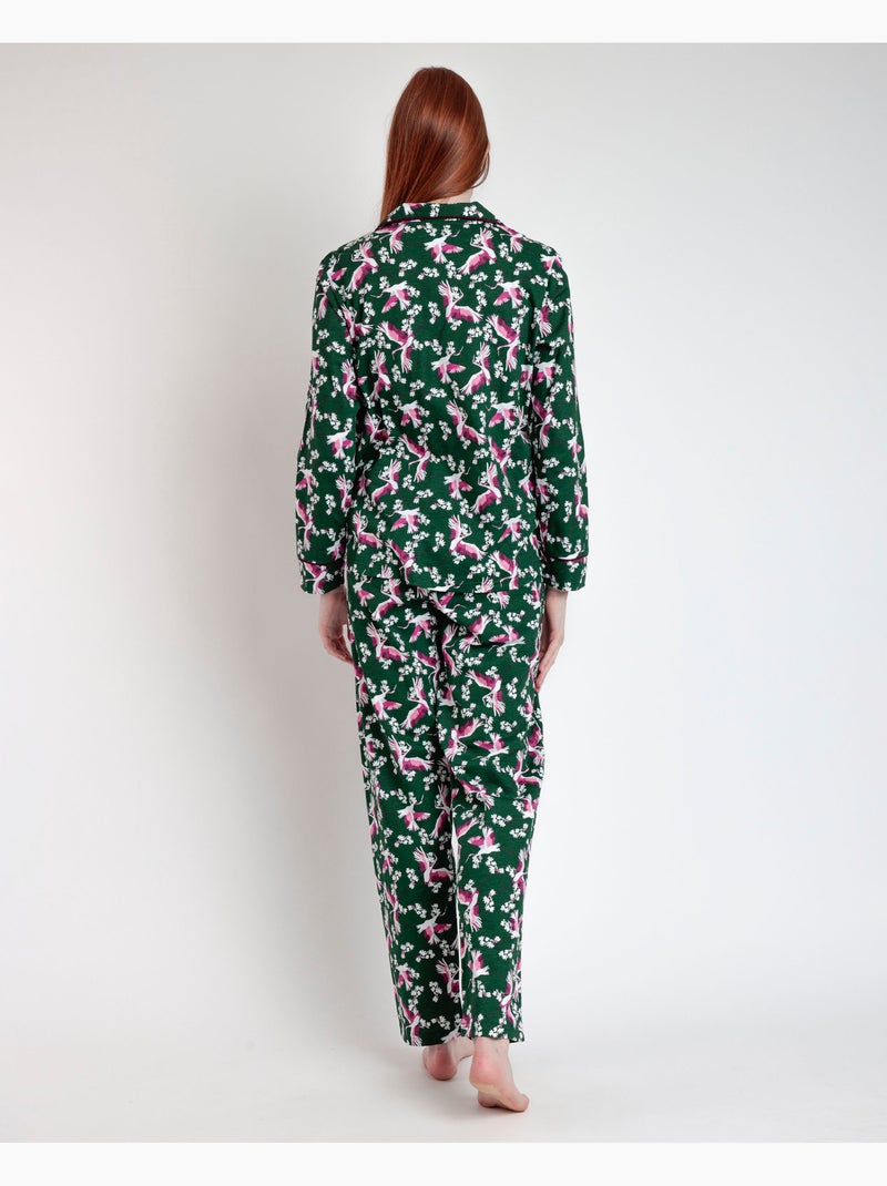 ADMAS GARDEN Pijama Manga Larga Abierto Wild Nature para Mujer Verde - Kiabi