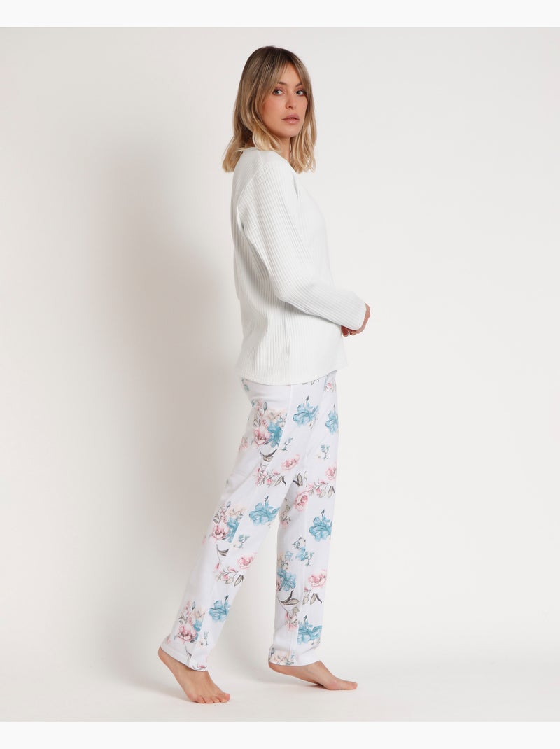 ADMAS GARDEN Pijama Manga Larga French Garden para Mujer Verde agua - Kiabi