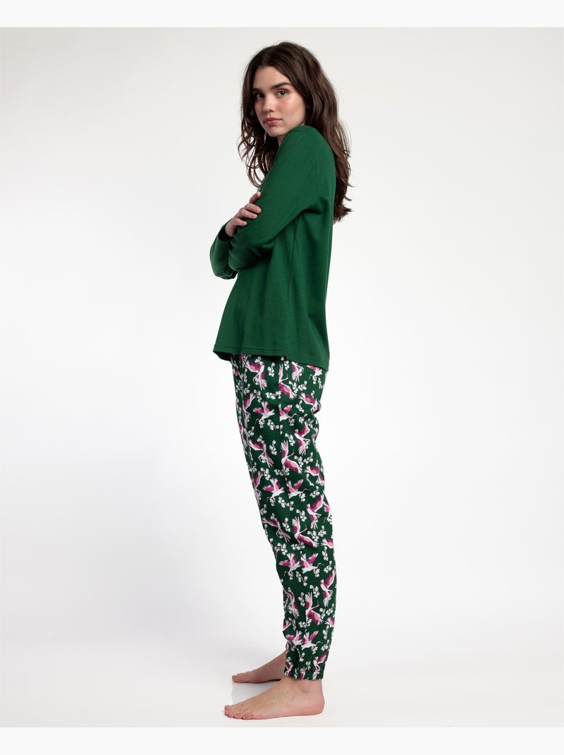 ADMAS GARDEN Pijama Manga Larga Wild Nature para Mujer Verde - Kiabi