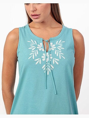 ADMAS GARDEN Pijama Sin mangas Embroidery Mint Garden para Mujer