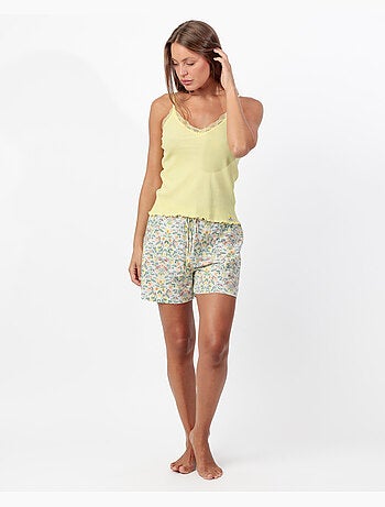 ADMAS GARDEN Pijama Tirantes Rib Yellow Garden para Mujer