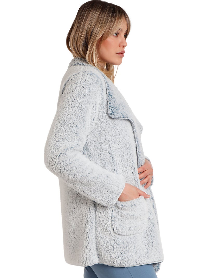 ADMAS HOME Bata Manga Larga Calentita Fluida para Mujer Azul - Kiabi