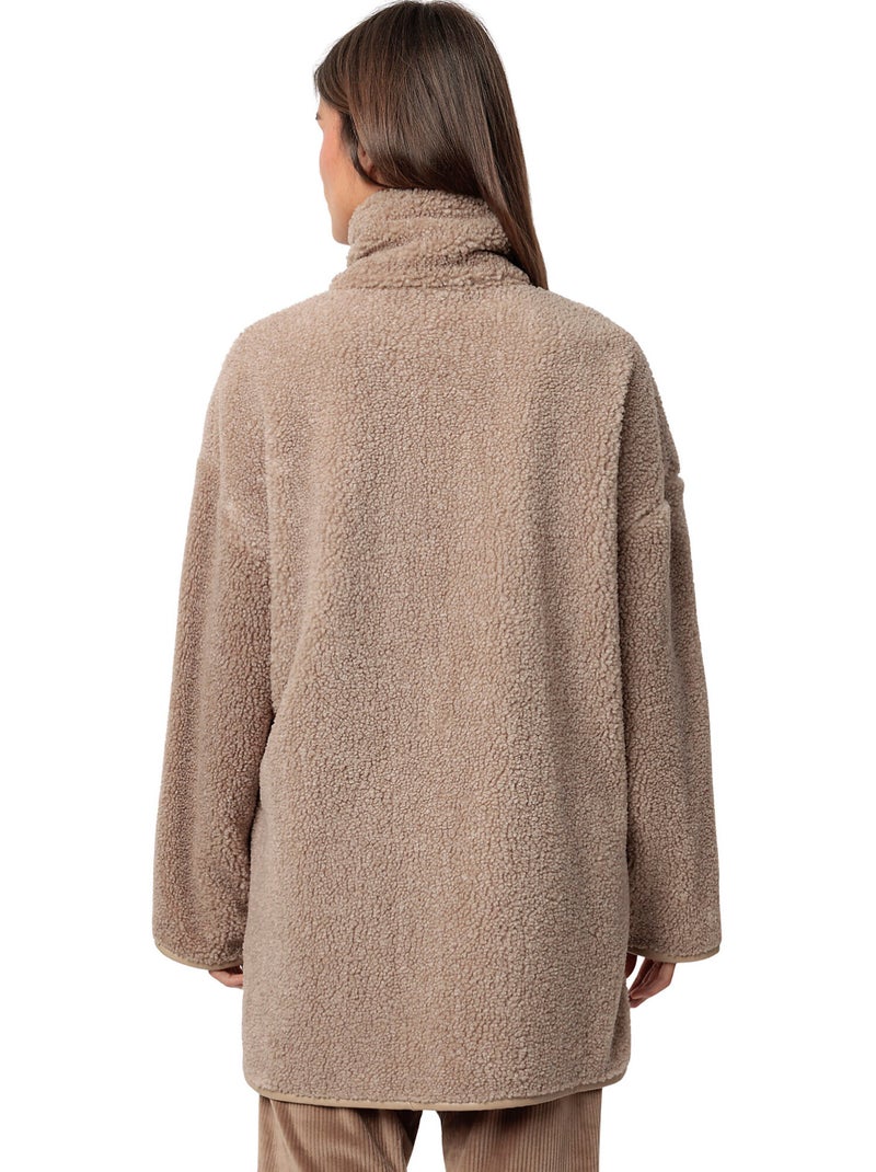 ADMAS HOME Bata Manga Larga Calentita Sherpa Relax Home para Mujer Marrón chocolate - Kiabi