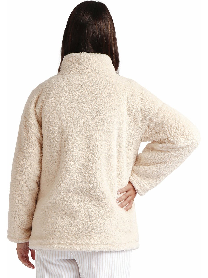 ADMAS HOME Bata Manga Larga Calentita Soft Home para Mujer Beige - Kiabi