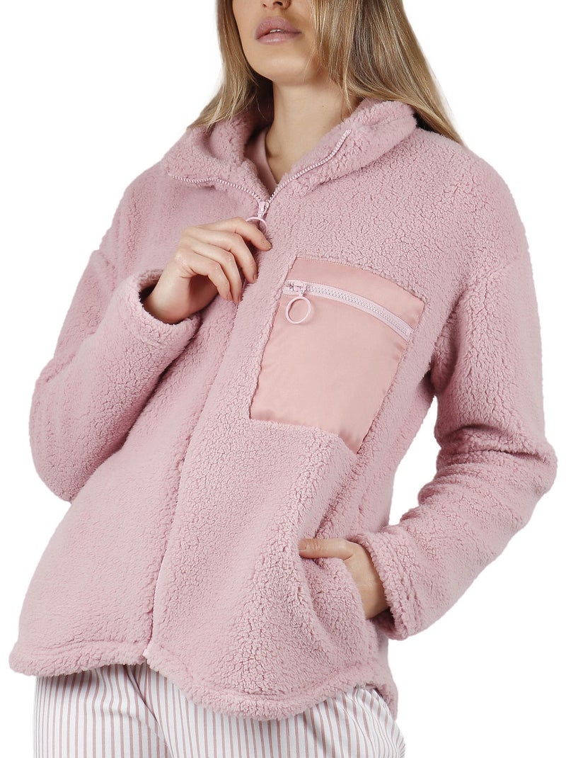 ADMAS HOME Bata Manga Larga Calentita Soft Home para Mujer Rosa - Kiabi