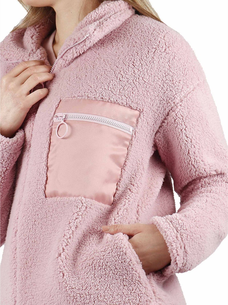 ADMAS HOME Bata Manga Larga Calentita Soft Home para Mujer Rosa - Kiabi