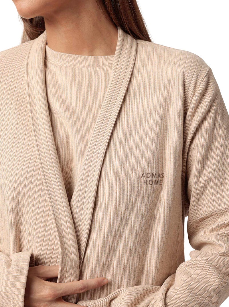 ADMAS HOME Bata Manga Larga Canalé Supersoft para Mujer Marrón - Kiabi