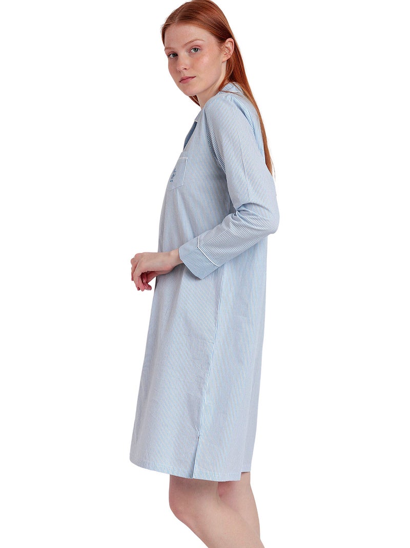 ADMAS HOME Camisola Manga Larga Abierta Popelín Stripes Home para Mujer Azul - Kiabi