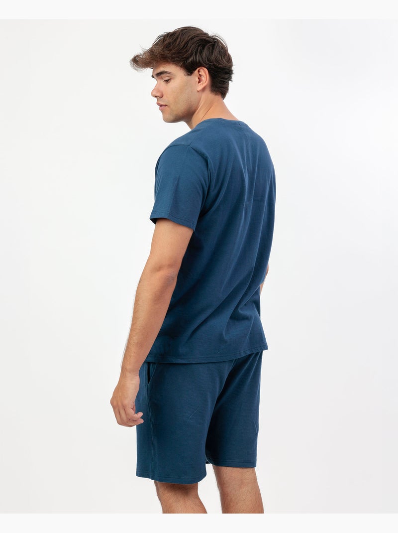 ADMAS HOME Pijama Manga Corta Honey Comb para Hombre Azul - Kiabi