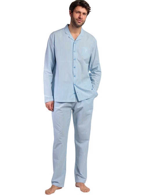 ADMAS HOME Pijama Manga Larga Abierto Popelín Home Compact para Hombre - Kiabi