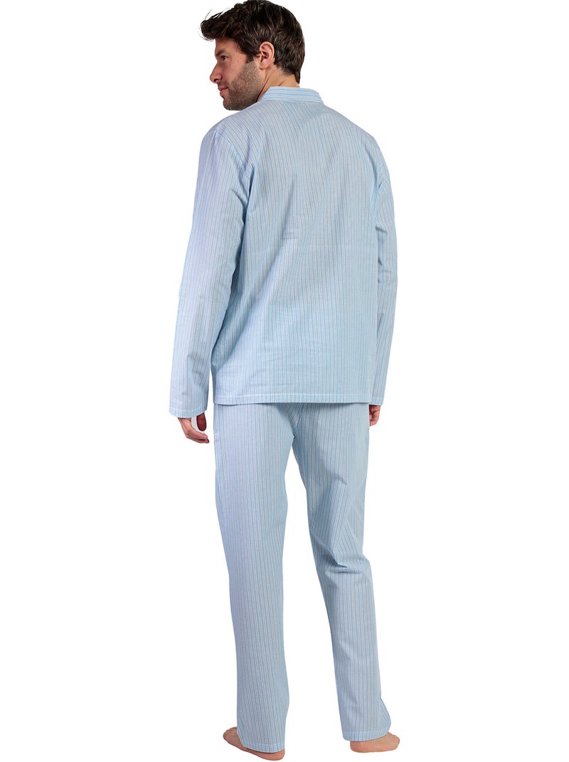 ADMAS HOME Pijama Manga Larga Abierto Popelín Home Compact para Hombre Azul - Kiabi