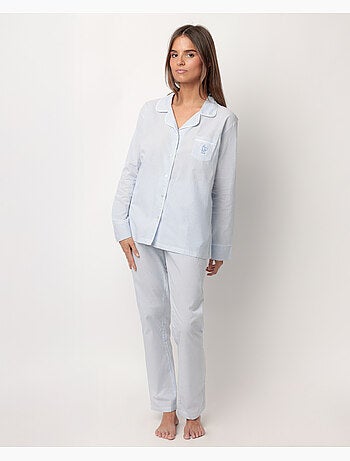 ADMAS HOME Pijama Manga Larga Abierto Popelín Stripes Home para Mujer