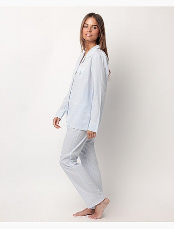 ADMAS HOME Pijama Manga Larga Abierto Popelín Stripes Home para Mujer