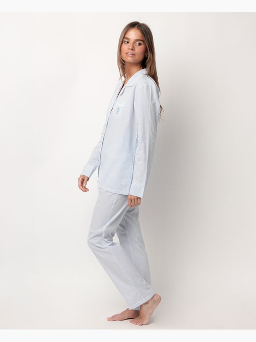 ADMAS HOME Pijama Manga Larga Abierto Popelín Stripes Home para Mujer - Kiabi