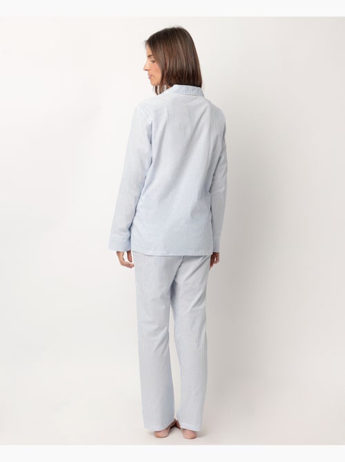 ADMAS HOME Pijama Manga Larga Abierto Popelín Stripes Home para Mujer - Kiabi