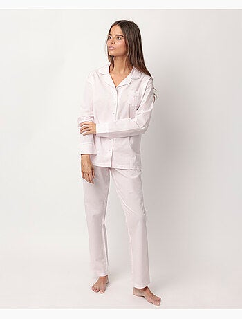 ADMAS HOME Pijama Manga Larga Abierto Popelín Stripes Home para Mujer