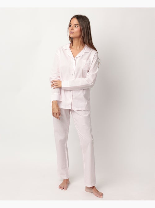 ADMAS HOME Pijama Manga Larga Abierto Popelín Stripes Home para Mujer - Kiabi ADMAS HOME Pijama Manga Larga Abierto Popelín Stripes Home para Mujer - Kiabi