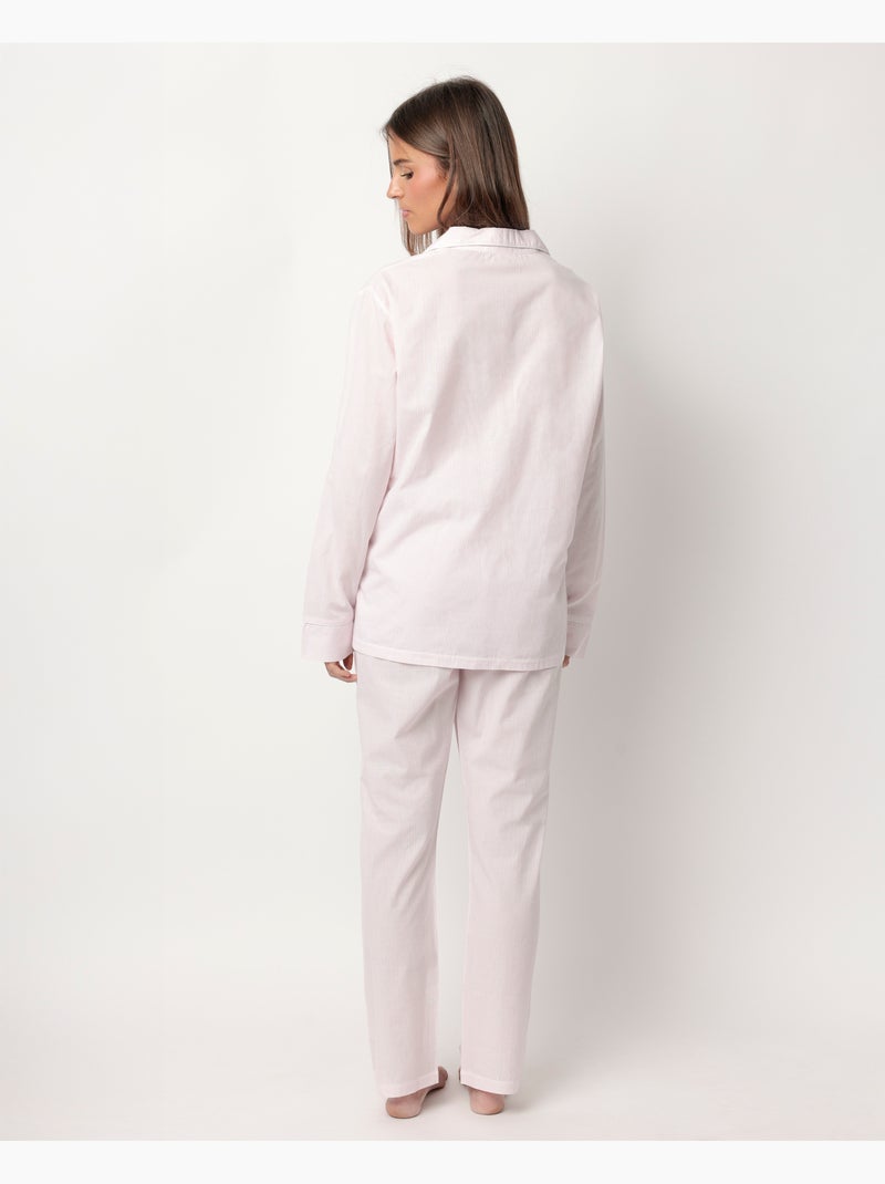 ADMAS HOME Pijama Manga Larga Abierto Popelín Stripes Home para Mujer Rosa - Kiabi