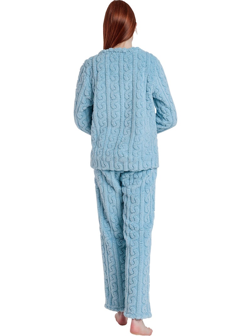ADMAS HOME Pijama Manga Larga Calentito Chains Home para Mujer Azul - Kiabi