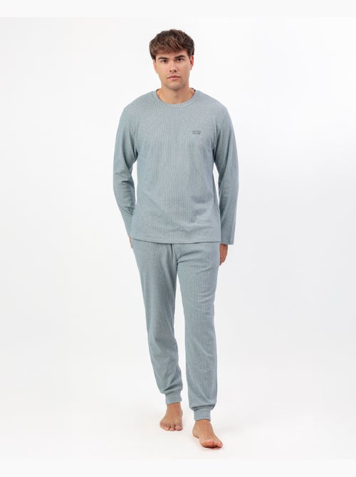 ADMAS HOME Pijama Manga Larga Canalé Supersoft para Hombre - Kiabi ADMAS HOME Pijama Manga Larga Canalé Supersoft para Hombre - Kiabi