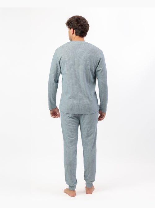 ADMAS HOME Pijama Manga Larga Canalé Supersoft para Hombre - Kiabi ADMAS HOME Pijama Manga Larga Canalé Supersoft para Hombre - Kiabi