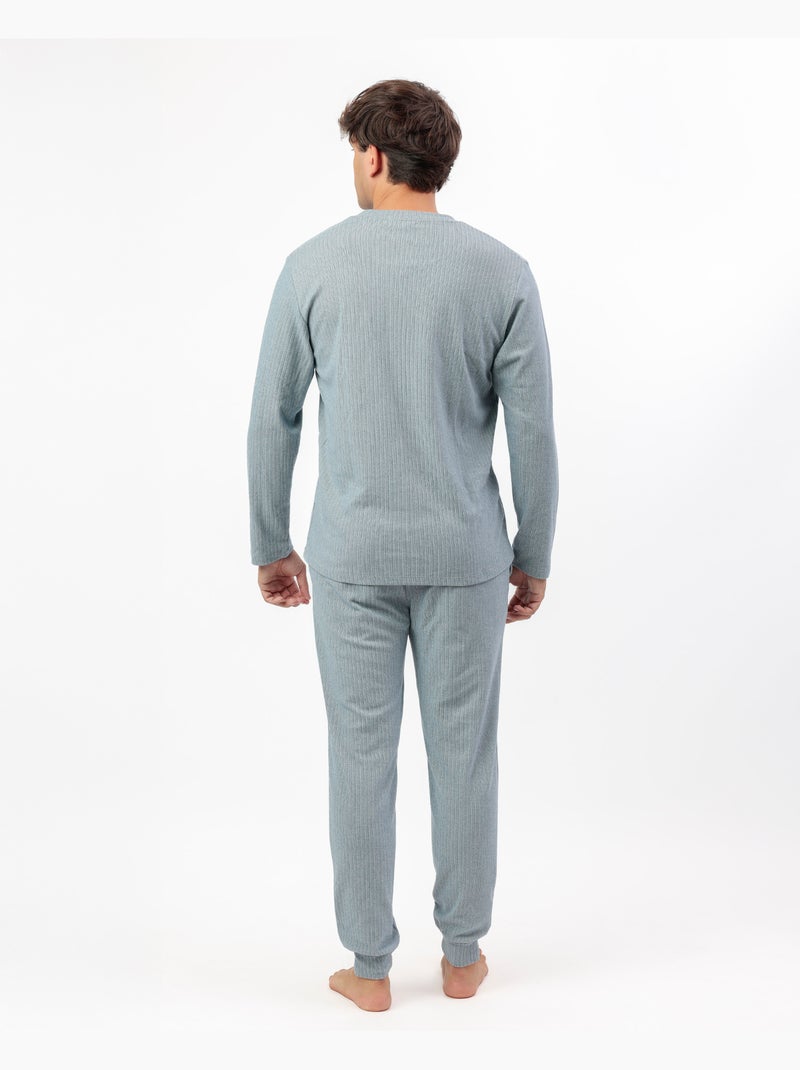 ADMAS HOME Pijama Manga Larga Canalé Supersoft para Hombre Azul - Kiabi